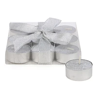 T-Light Candles, Set of 9 - Glitter Silver