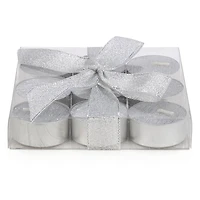 T-Light Candles, Set of 9 - Glitter Silver
