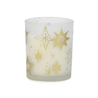 Scented White Glass Candle - Gold Stars