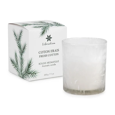 White Glass Scented Candle, Fresh Cotton