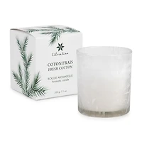 White Glass Scented Candle, Fresh Cotton