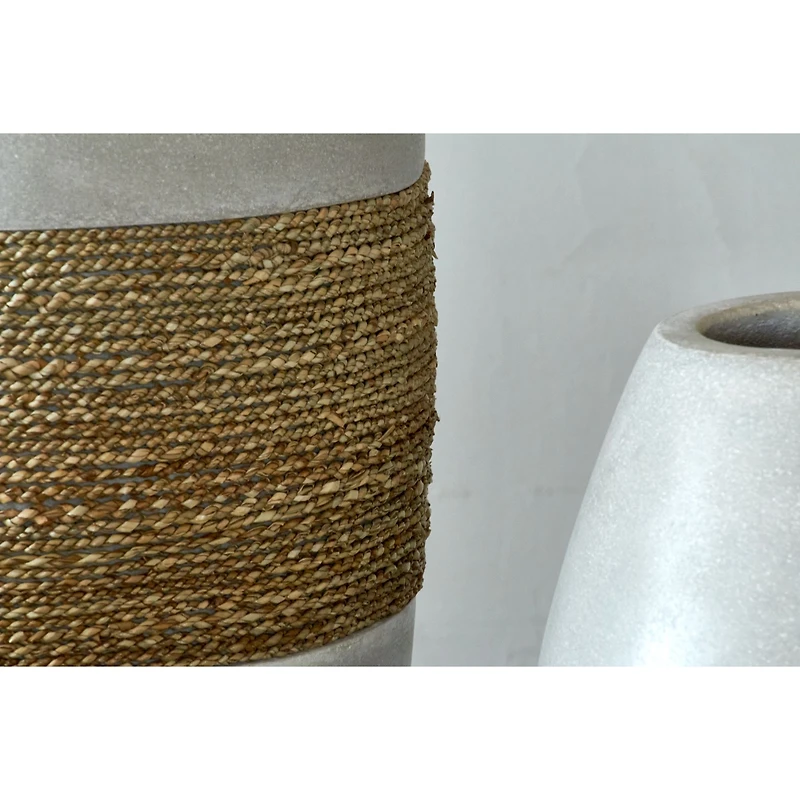 Cement and Sea Grass Decorative Vase  
