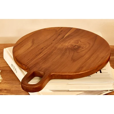 Round Teak Wood Tray  
