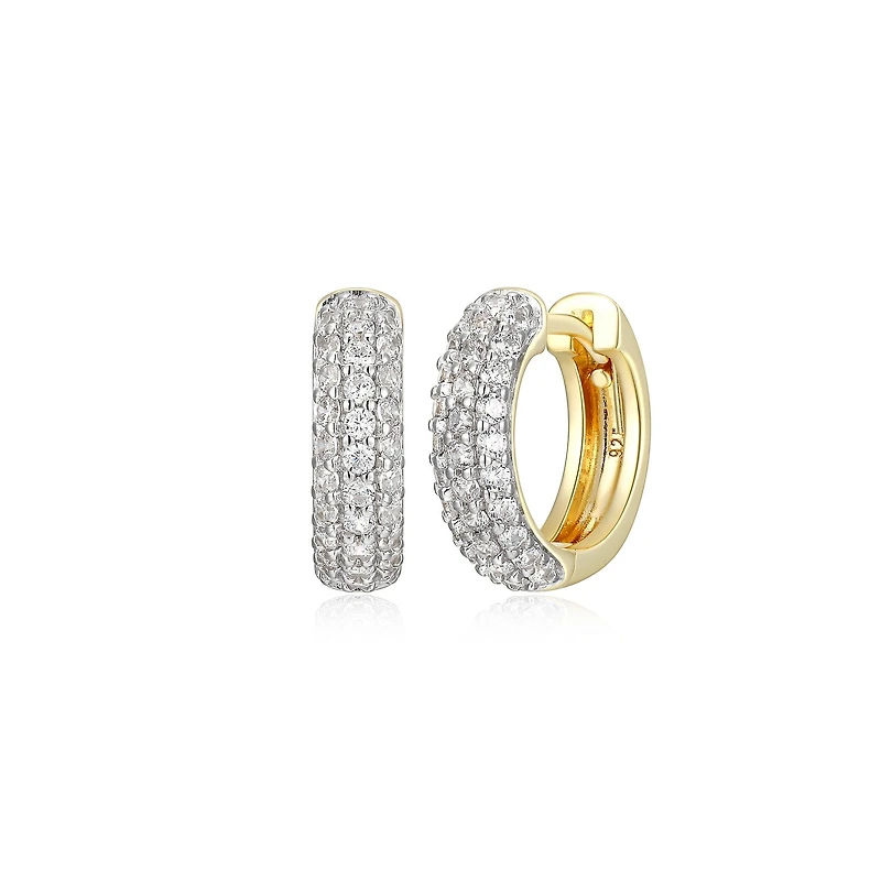 Reign 18K Gold-Plated Sterling Silver & Cubic Zirconia Huggie Hoop Earrings
