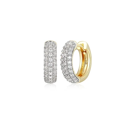 Reign 18K Gold-Plated Sterling Silver & Cubic Zirconia Huggie Hoop Earrings