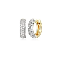 Reign 18K Gold-Plated Sterling Silver & Cubic Zirconia Huggie Hoop Earrings