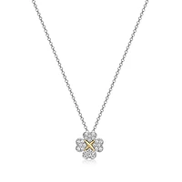 Reign Sterling Silver & Cubic Zirconia Two-Tone Clover Pendant Necklace