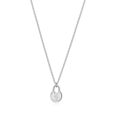 ELLE Sterling Silver & Cubic Zirconia Lock Pendant Necklace
