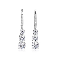 Boucles d'oreilles à trois pierres « Reign » en argent sterling et zircone cubique