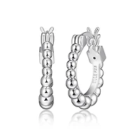 ELLE Sterling Silver Gradual Bead Hoop Earrings