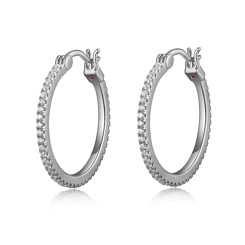 ELLE Sterling Silver & Cubic Zirconia Hoop Earrings