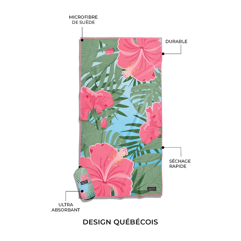 Serviette de plage en microfibre - Fleurs des Îles