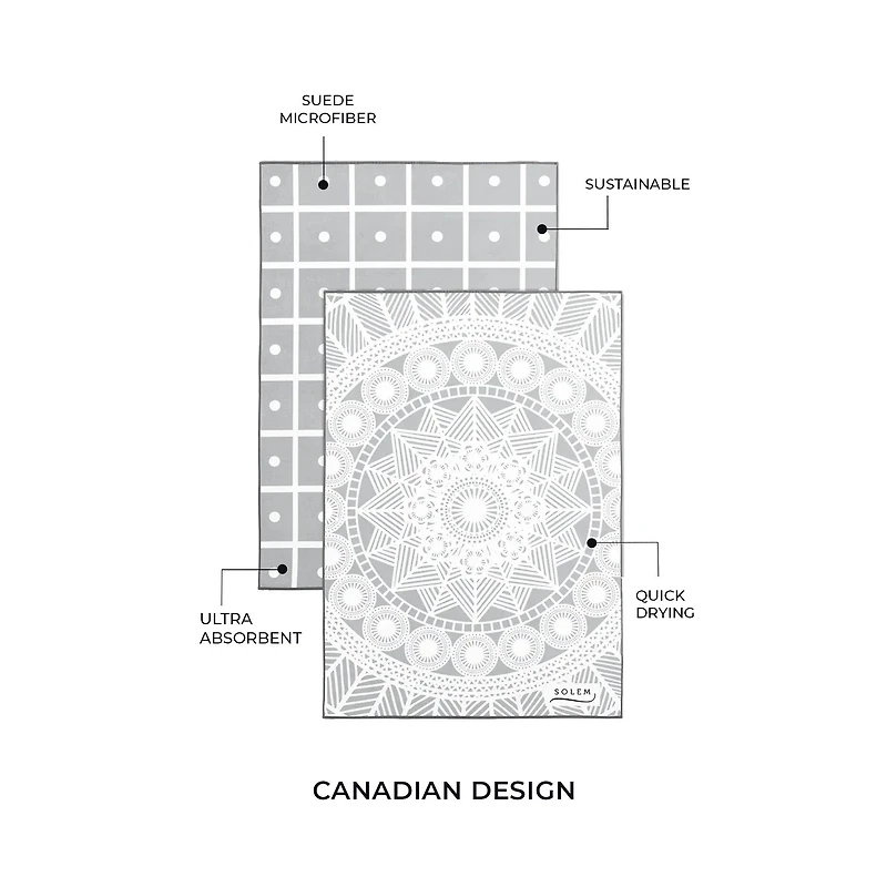 Microfiber Refined Dish Towels, Set of 2 - Grey