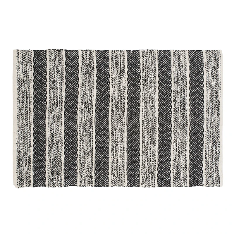 Black Stripe Pattern Rug