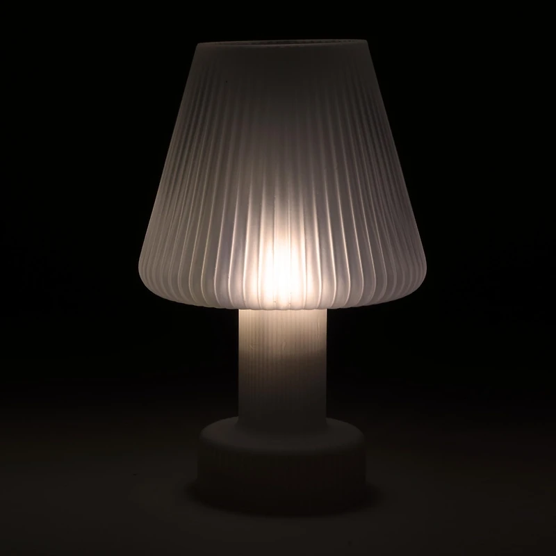 Lampe de table en verre strié - Blanc