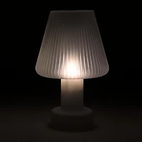 Lampe de table en verre strié - Blanc