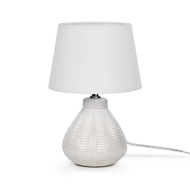Zeny Table Lamp with Oval Base - Cream
