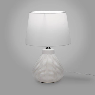 Zeny Table Lamp with Oval Base - Cream