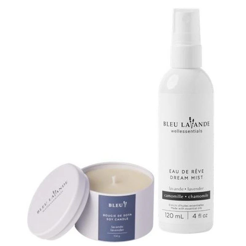 Bleu Lavande Brume de rêve et bougie de soja - Duo relaxant
