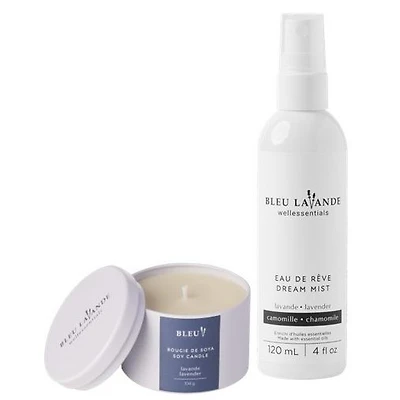 Bleu Lavande Brume de rêve et bougie de soja - Duo relaxant