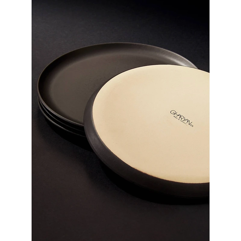 Set of 4 Edan Flat Dinner Plates 9.4" - Matte Black