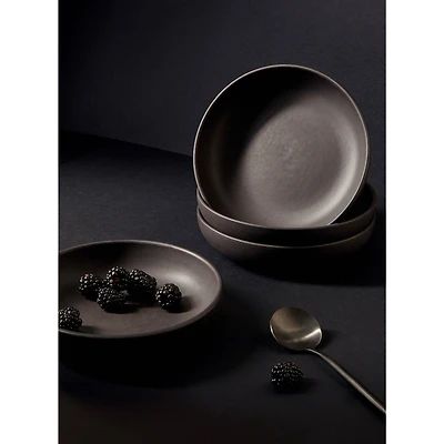Ensemble de 4 assiettes à pâtes Youlha 20 cm - Noir mat