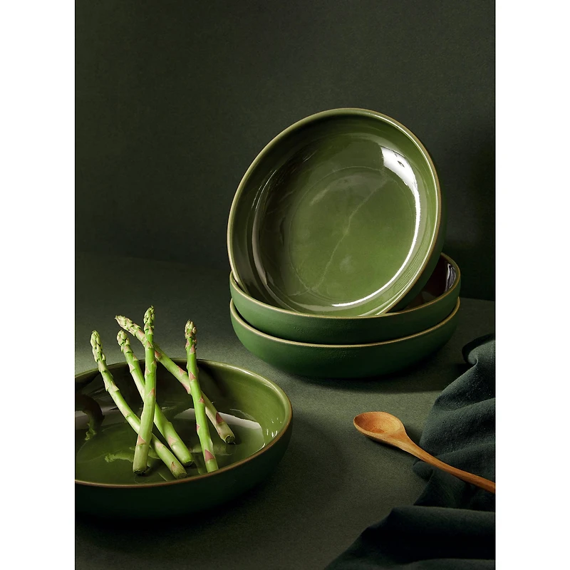 Set of 4 Youlha Pasta Plates 7.9" - Green