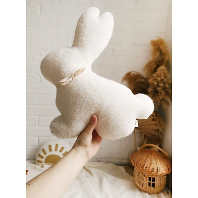 Coussin en peluche, lapin - Ecru