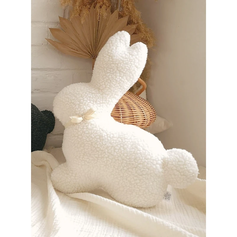 Coussin en peluche, lapin - Ecru