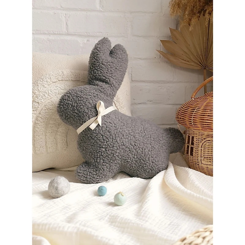 Decorative Bunny Plush Pillow - Grey