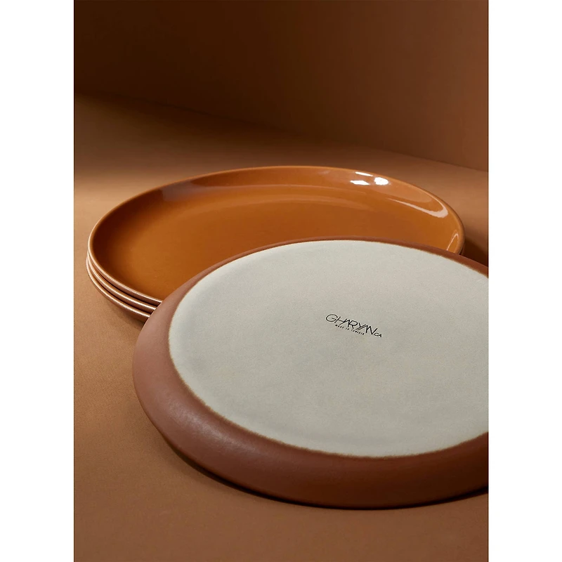Set of 4 Edan Flat Dinner Plates 11.2" - Terracotta