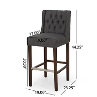 Set of 2 Charcoal Gray 30" Fabric Bar Stools