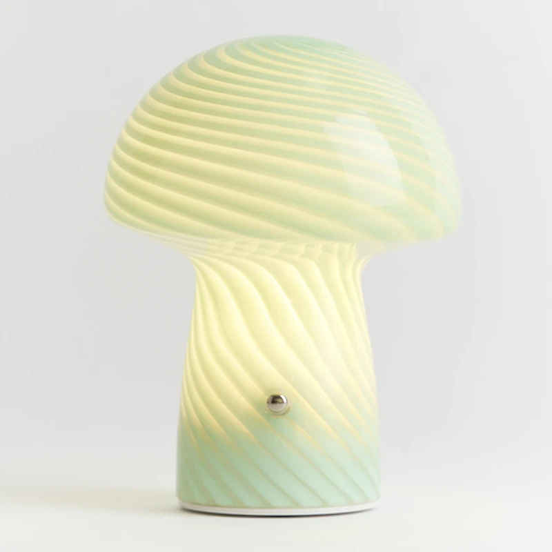 Humber Mini Cordless Glass Mushroom Lamp - Green