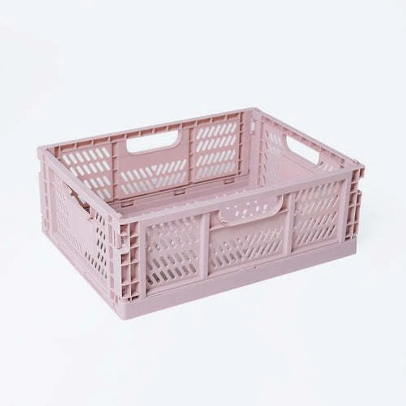 Set of 4 Large Folding Storage Crates - Pink