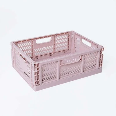 Set of 4 Large Folding Storage Crates - Pink