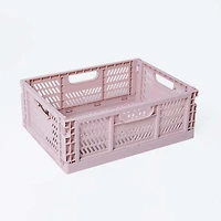 Set of 4 Large Folding Storage Crates - Pink