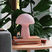 Glass Mushroom Table Lamp - Bubblegum Stripes