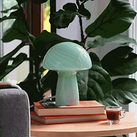 Glass Mushroom Table Lamp - Jade Stripes