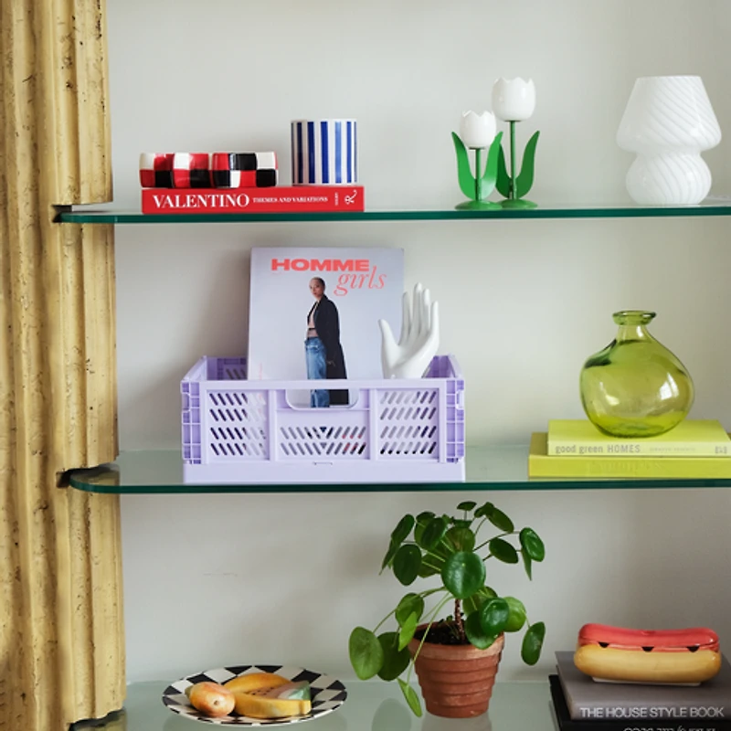 Set of 4 Large Folding Storage Crates - Lavender