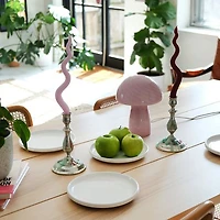 Glass Mushroom Table Lamp - Pink Stripes