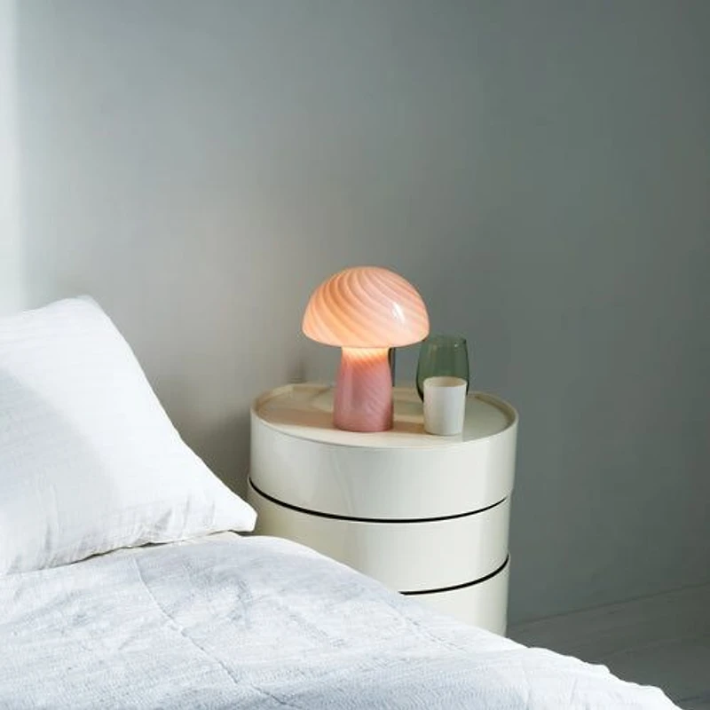 Glass Mushroom Table Lamp - Pink Stripes