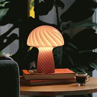 Glass Mushroom Table Lamp - Bubblegum Stripes