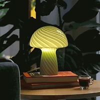 Glass Mushroom Table Lamp - Jade Stripes