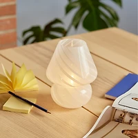 Portable Mini OpenTop Glass Mushroom Lamp - White