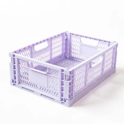 Set of 4 Large Folding Storage Crates - Lavender