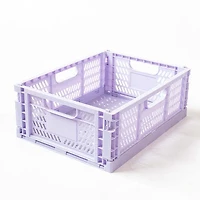 Set of 4 Large Folding Storage Crates - Lavender