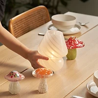 Portable Mini OpenTop Glass Mushroom Lamp - White