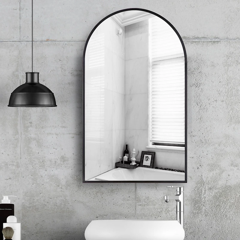 Madison Arch Black Medicine Cabinet 18"x30" by Haute Deco