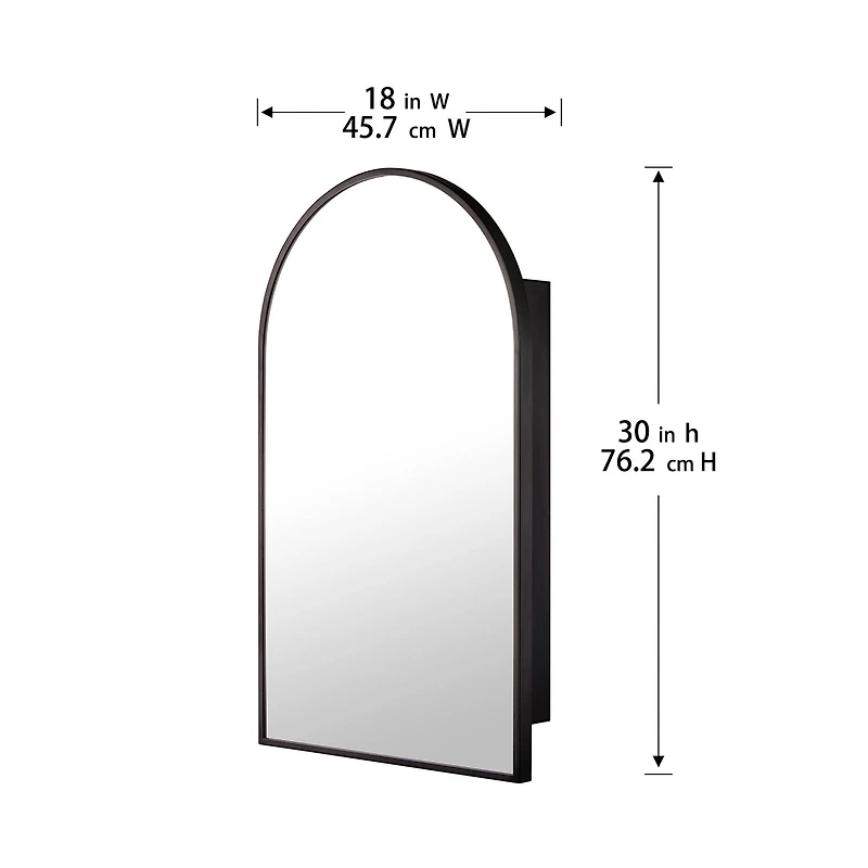 Madison Arch Black Medicine Cabinet 18"x30" by Haute Deco