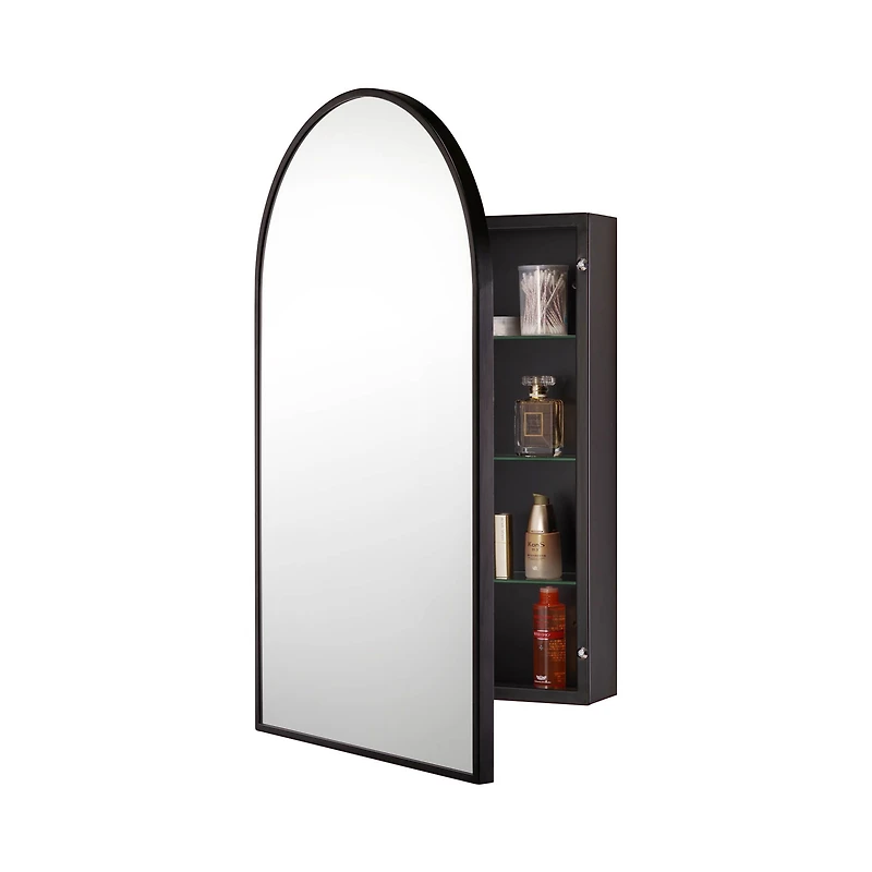 Madison Arch Black Medicine Cabinet 18"x30" by Haute Deco
